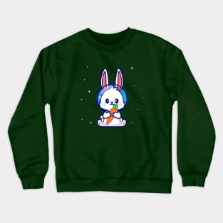 Cute Rabbit Astronaut Holding Carrot Cartoon Crewneck Sweatshirt